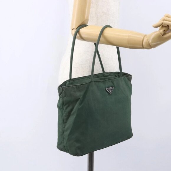 PRADA Tote Bag Nylon Khaki Silver Auth bs31174 - Picture 14 of 16